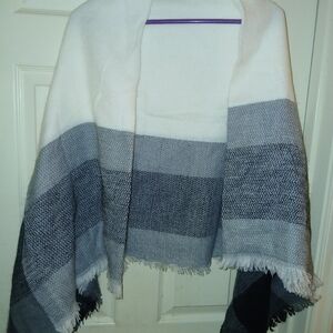 Striped Gray and White Shawl